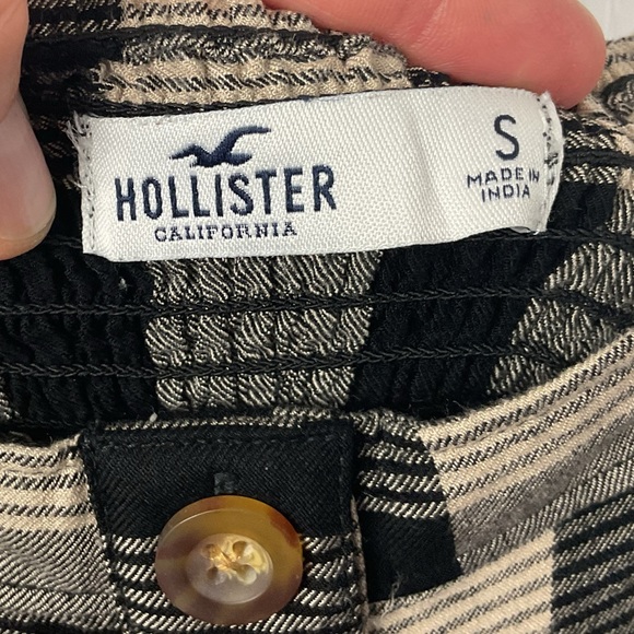 Pre-Owned Hollister Women’s Light Weight Tan & Black Checkered Romper, Size S - Picture 9 of 13